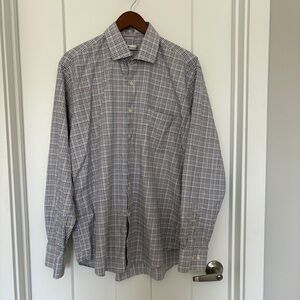 Peter Millar Men's Multicolor Checkered Plaid Button up Long Sleeve Shirt Large